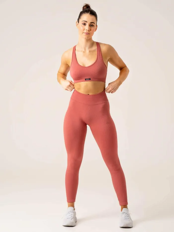 Leggings Womens Ryderwear Circuit Rib Seamless High Waisted Leggings Dusty Red