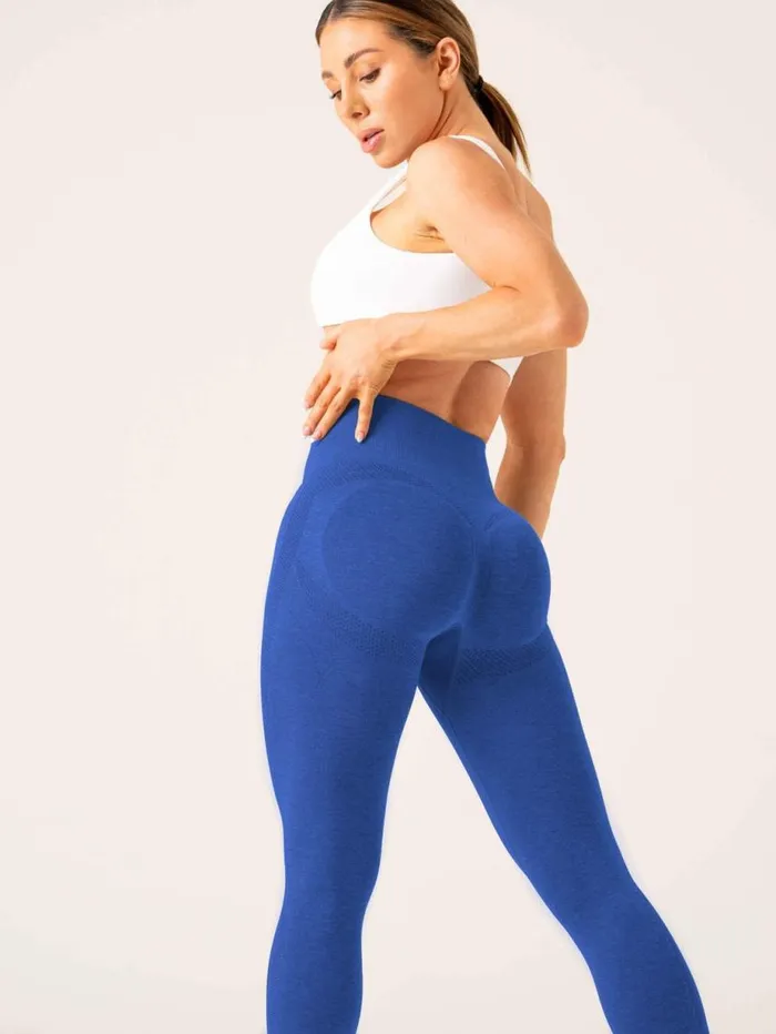 Leggings Womens Ryderwear Evolve Seamless Leggings Cobalt Blue Marl