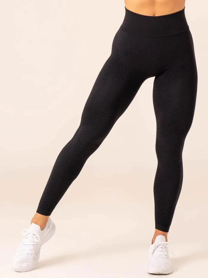 Leggings Womens Ryderwear Honeycomb Scrunch Seamless Leggings Black