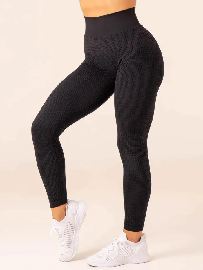 Leggings Womens Ryderwear Honeycomb Scrunch Seamless Leggings Black