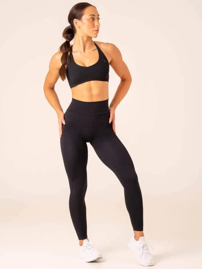 Leggings Womens Ryderwear Honeycomb Scrunch Seamless Leggings Black