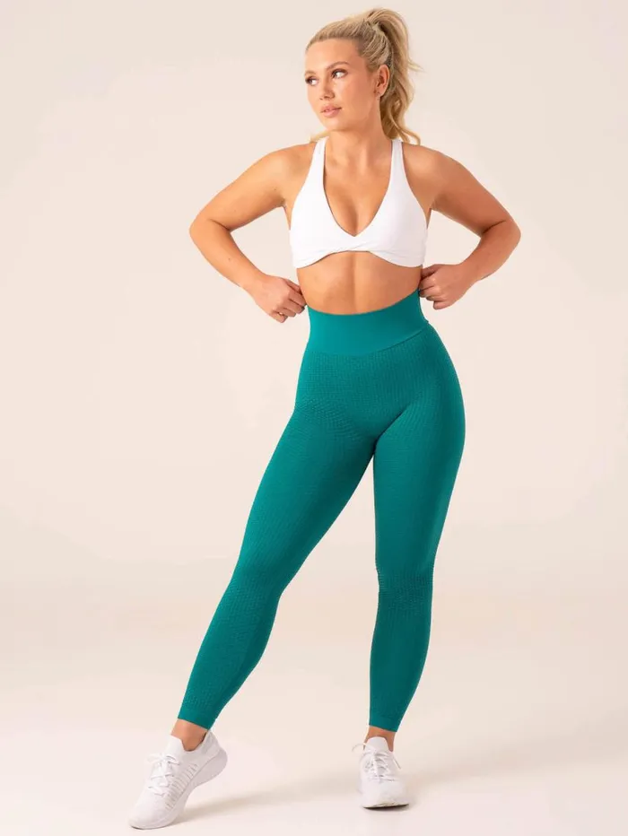 Leggings Womens Ryderwear Honeycomb Scrunch Seamless Leggings Emerald
