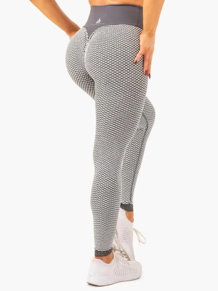 Leggings Womens Ryderwear Honeycomb Scrunch Seamless Leggings Grey Marl