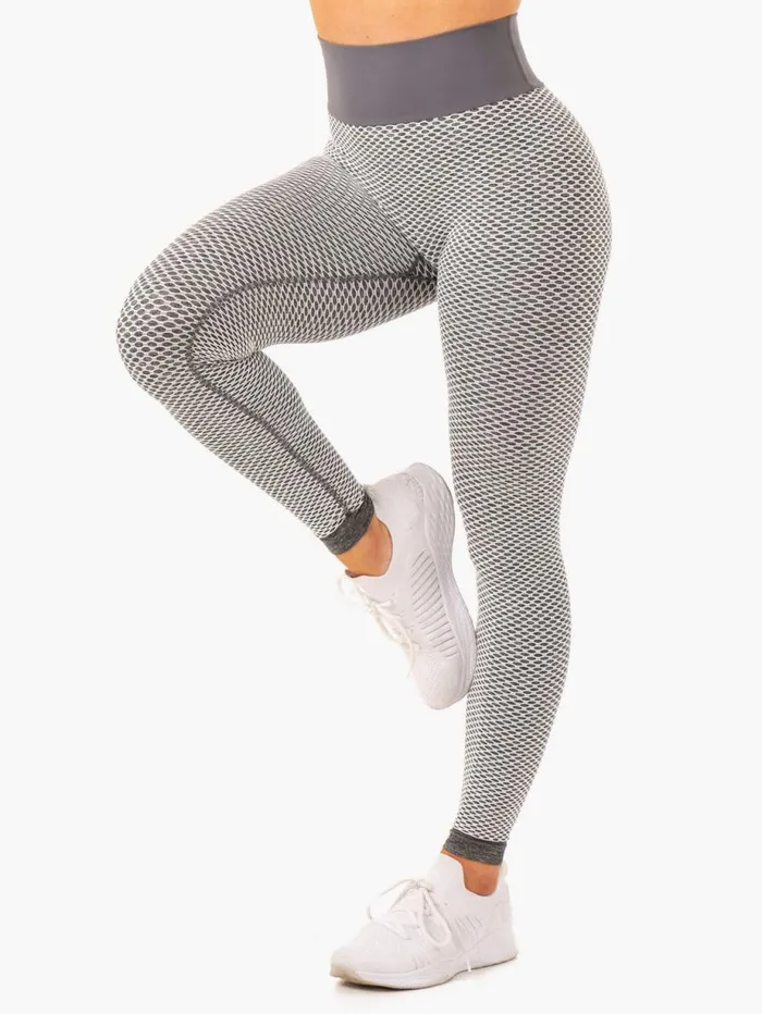 Leggings Womens Ryderwear Honeycomb Scrunch Seamless Leggings Grey Marl
