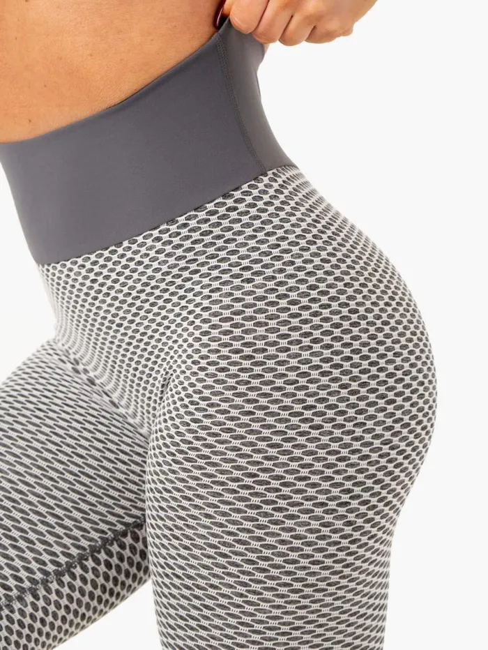 Leggings Womens Ryderwear Honeycomb Scrunch Seamless Leggings Grey Marl