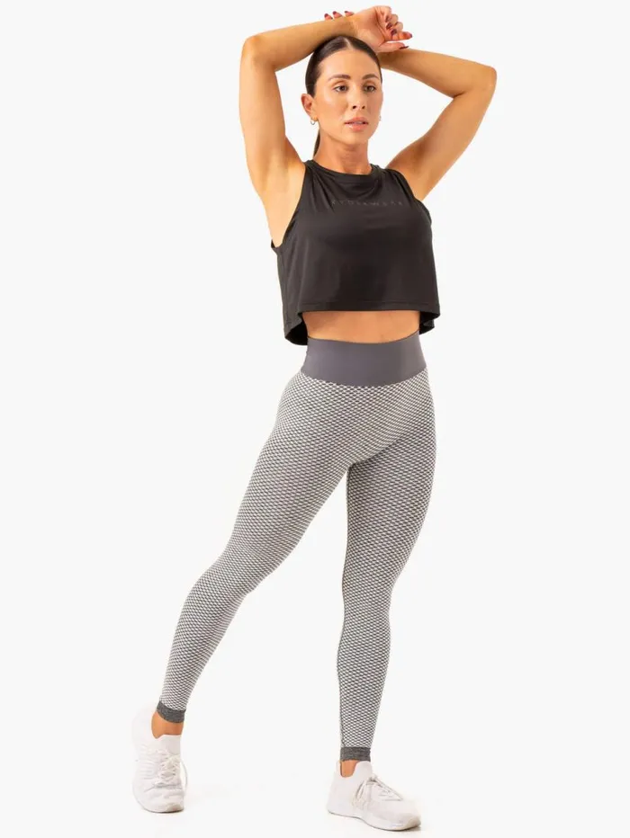 Leggings Womens Ryderwear Honeycomb Scrunch Seamless Leggings Grey Marl