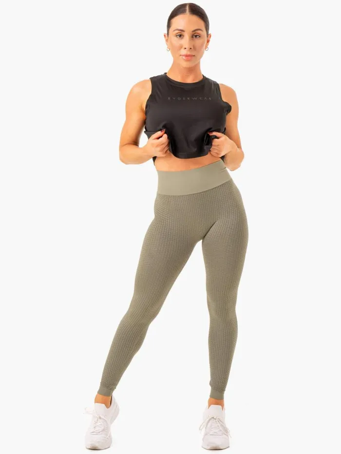 Leggings Womens Ryderwear Honeycomb Scrunch Seamless Leggings Khaki