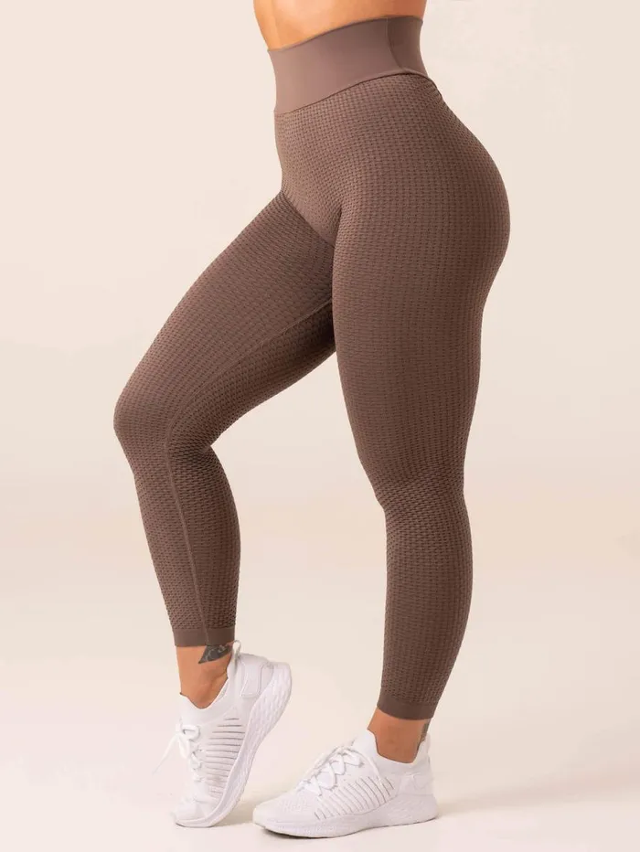 Leggings Womens Ryderwear Honeycomb Scrunch Seamless Leggings Taupe