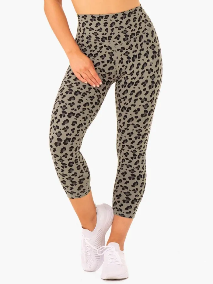 Leggings Womens Ryderwear Hybrid 78 Leggings Khaki Leopard