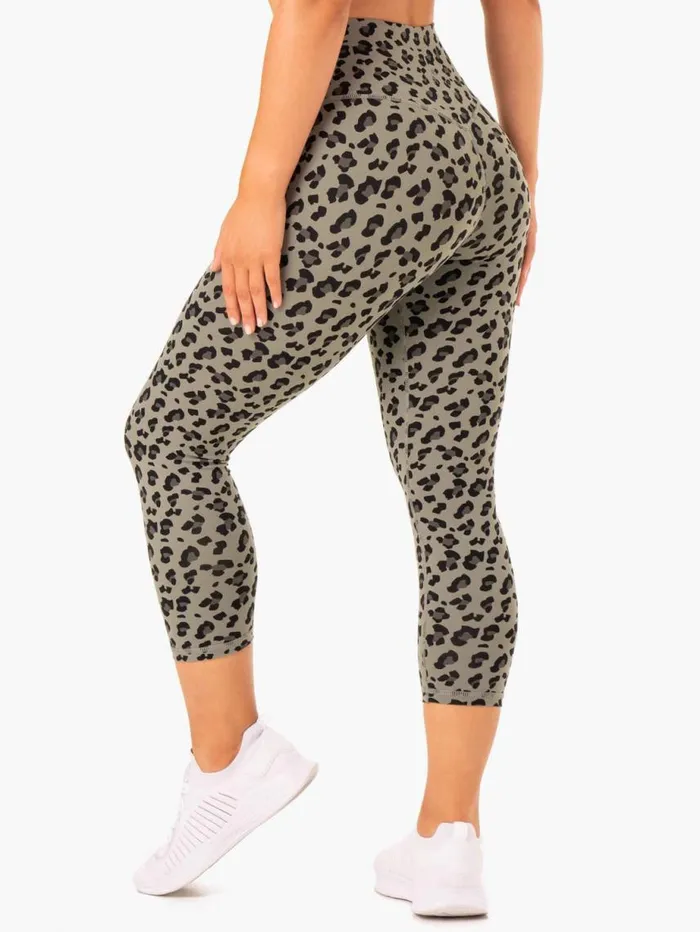 Leggings Womens Ryderwear Hybrid 78 Leggings Khaki Leopard