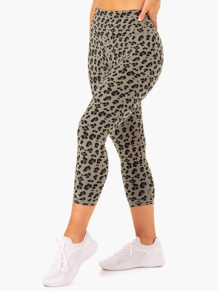 Leggings Womens Ryderwear Hybrid 78 Leggings Khaki Leopard