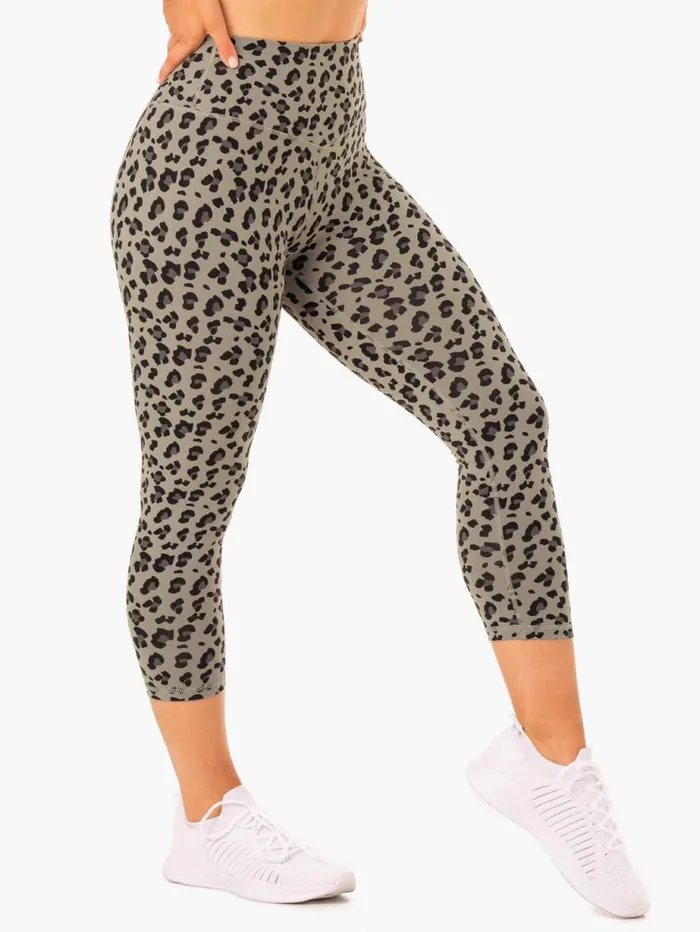 Leggings Womens Ryderwear Hybrid 78 Leggings Khaki Leopard