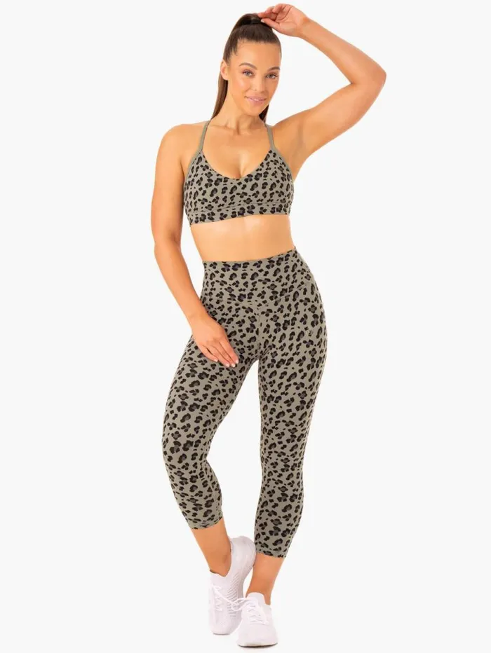 Leggings Womens Ryderwear Hybrid 78 Leggings Khaki Leopard