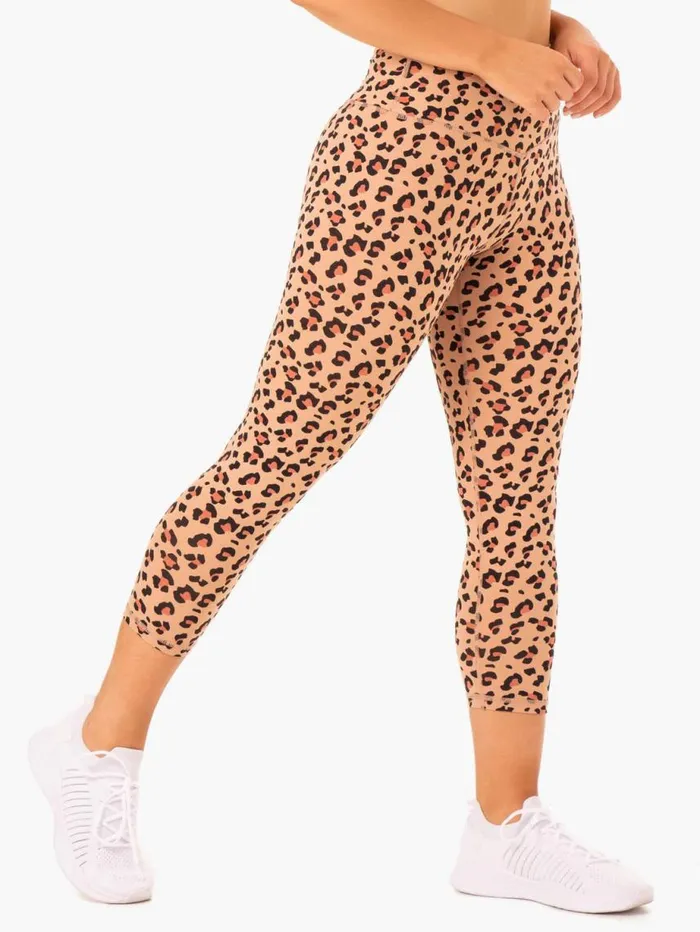 Leggings Womens Ryderwear Hybrid 78 Leggings Tan Leopard