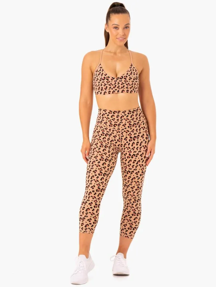 Leggings Womens Ryderwear Hybrid 78 Leggings Tan Leopard