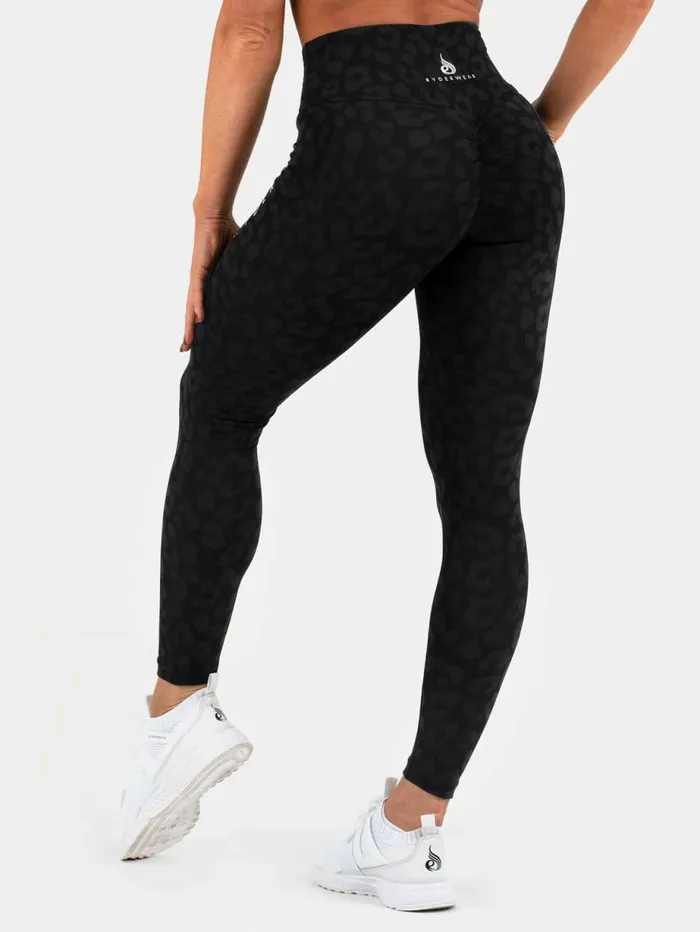 Leggings Womens Ryderwear Instinct Scrunch Bum Leggings Leopard Black