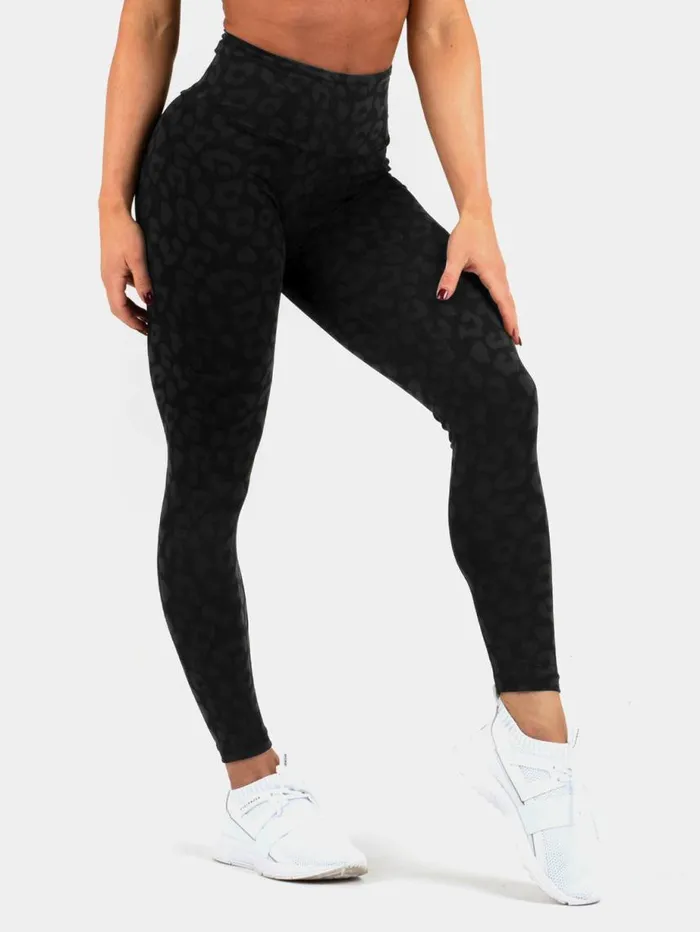 Leggings Womens Ryderwear Instinct Scrunch Bum Leggings Leopard Black