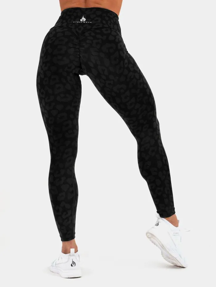 Leggings Womens Ryderwear Instinct Scrunch Bum Leggings Leopard Black