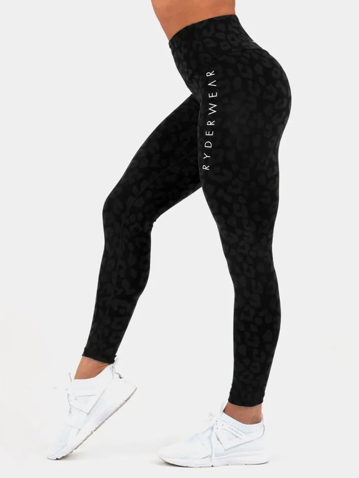 Leggings Womens Ryderwear Instinct Scrunch Bum Leggings Leopard Black