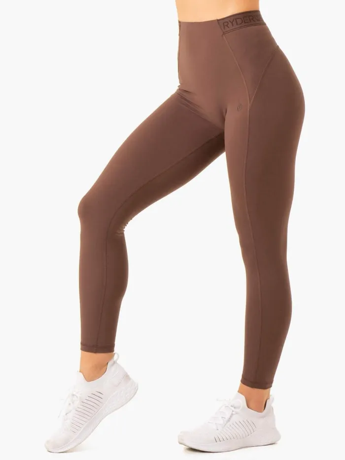 Leggings Womens Ryderwear Level Up High Waisted Scrunch Leggings Chocolate