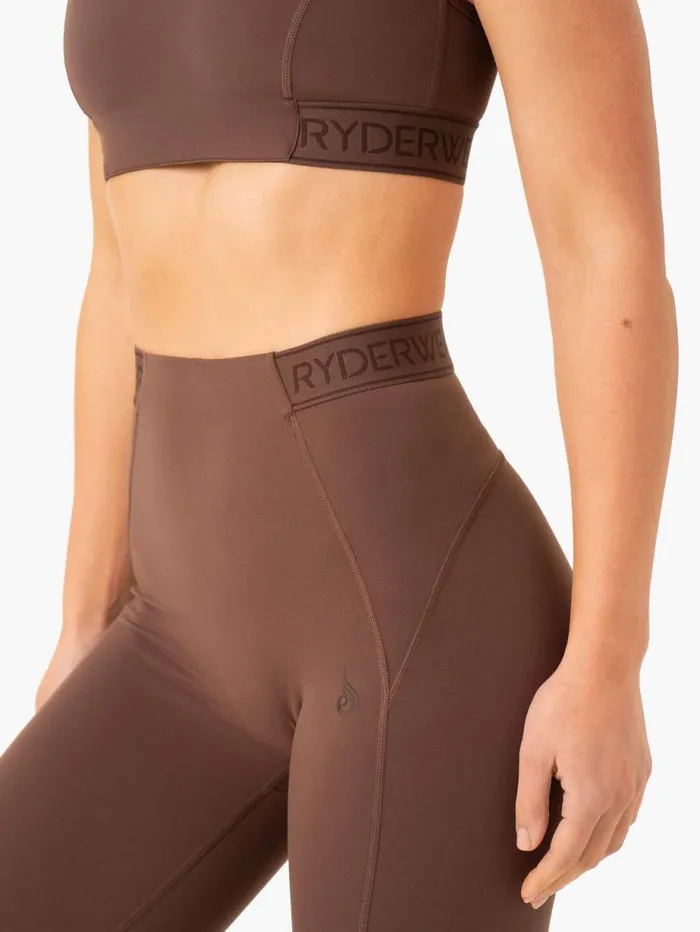 Leggings Womens Ryderwear Level Up High Waisted Scrunch Leggings Chocolate