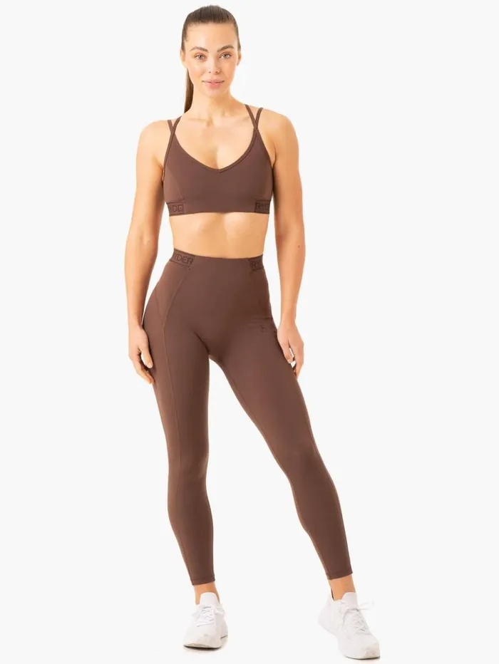 Leggings Womens Ryderwear Level Up High Waisted Scrunch Leggings Chocolate