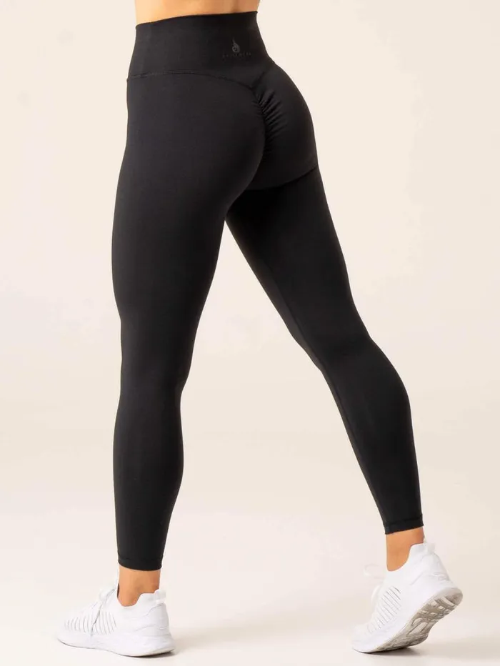 Leggings Womens Ryderwear Momentum Cross Over Scrunch Leggings Black