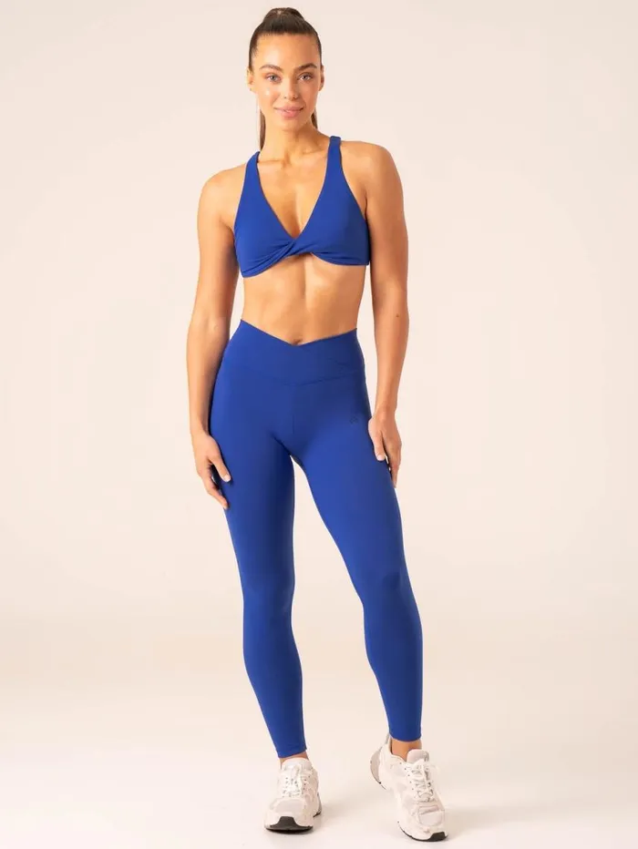Leggings Womens Ryderwear Momentum Cross Over Scrunch Leggings Cobalt