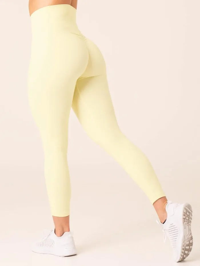 Leggings Womens Ryderwear NKD High Waisted Scrunch Leggings Lemon