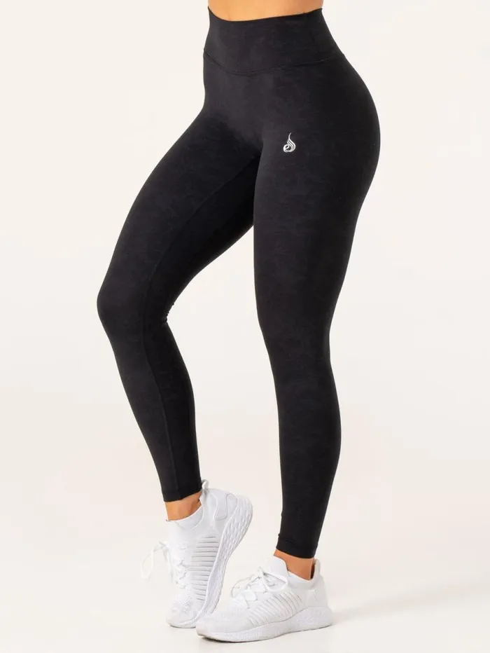 Leggings Womens Ryderwear NKD Stonewash High Waisted Leggings Black Stonewash