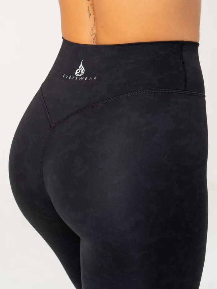 Leggings Womens Ryderwear NKD Stonewash High Waisted Leggings Black Stonewash