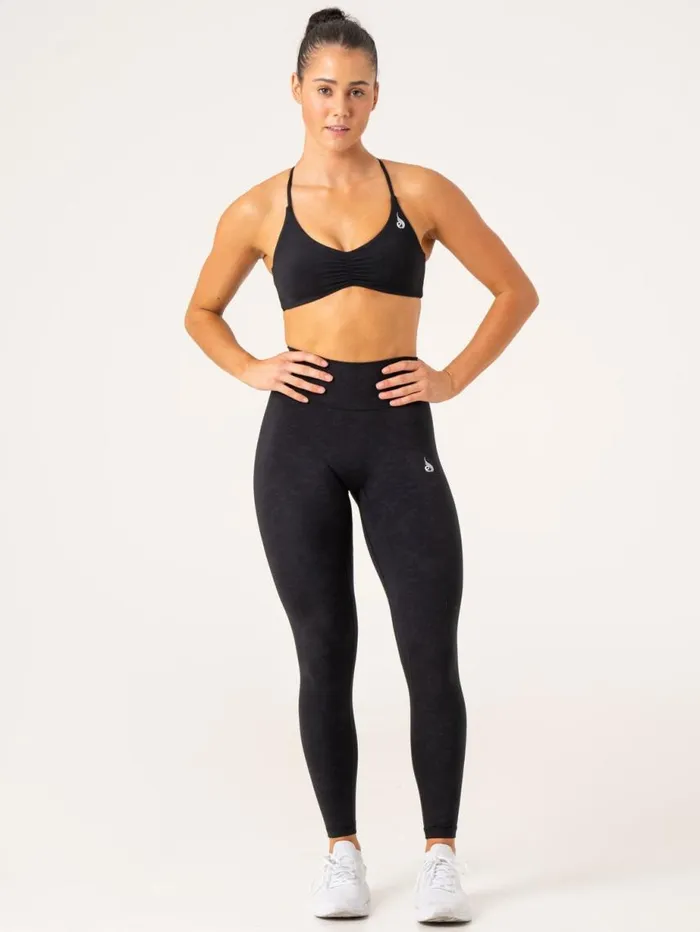 Leggings Womens Ryderwear NKD Stonewash High Waisted Leggings Black Stonewash