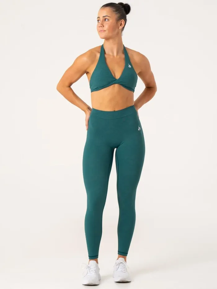 Leggings Womens Ryderwear NKD Stonewash V Scrunch Leggings Emerald Stonewash