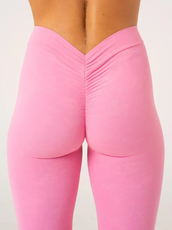 Leggings Womens Ryderwear NKD Stonewash V Scrunch Leggings Pink Stonewash