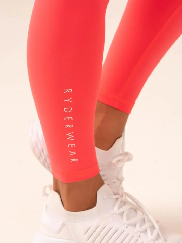 Leggings Womens Ryderwear NKD V Scrunch Leggings Neon Salmon