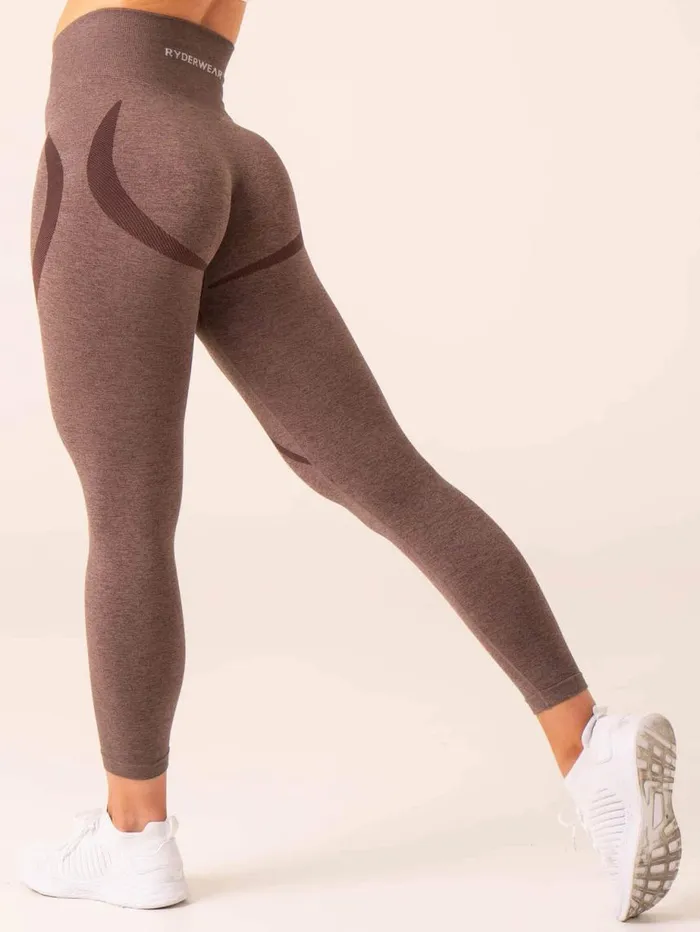 Leggings Womens Ryderwear Sculpt Seamless Leggings Chocolate Marl