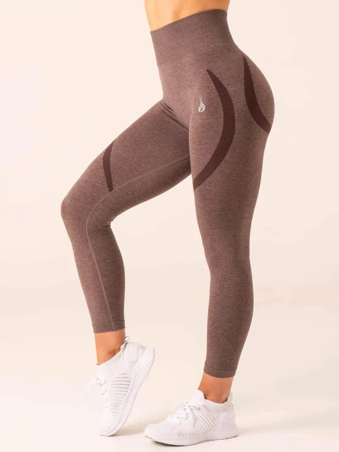 Leggings Womens Ryderwear Sculpt Seamless Leggings Chocolate Marl