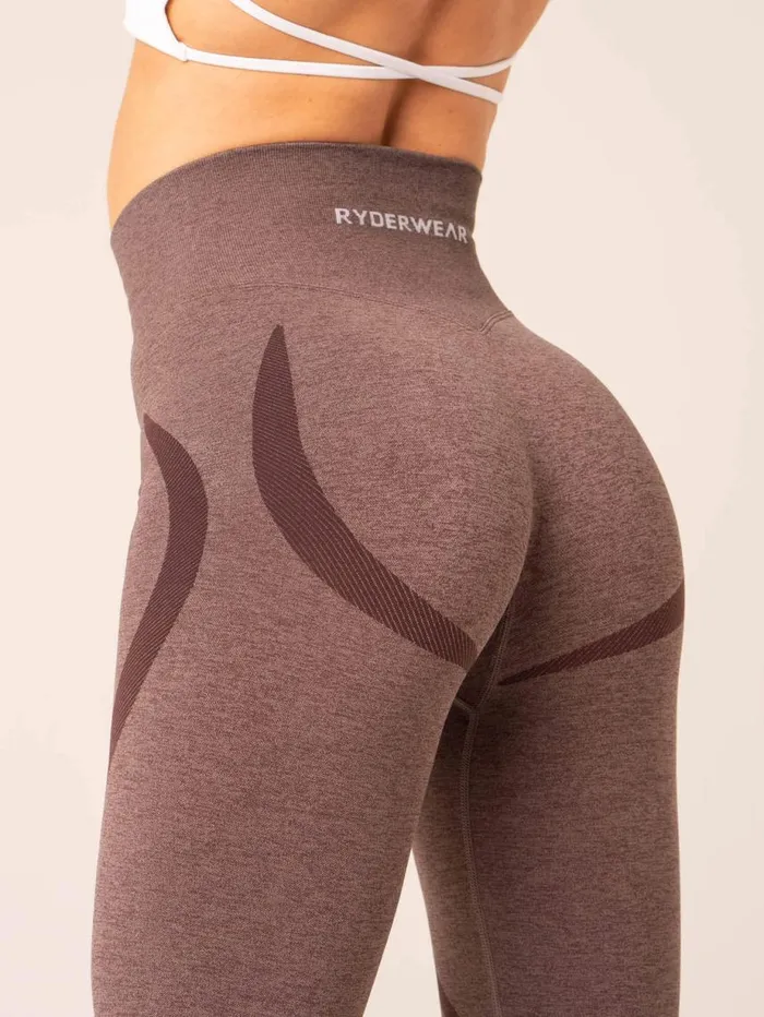 Leggings Womens Ryderwear Sculpt Seamless Leggings Chocolate Marl
