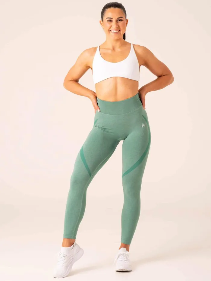 Leggings Womens Ryderwear Sculpt Seamless Leggings Forest Green Marl