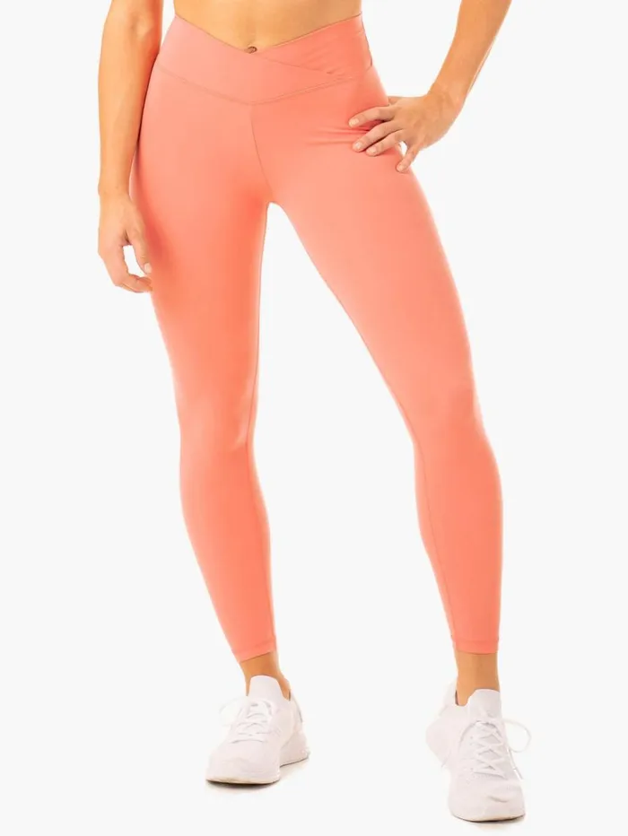 Leggings Womens Ryderwear Serene Cross Over Scrunch Leggings Rose Pink