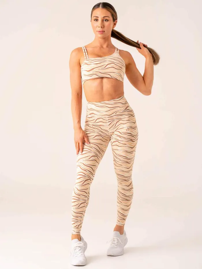 Leggings Womens Ryderwear Unstoppable High Waisted Scrunch Leggings Vanilla Zebra