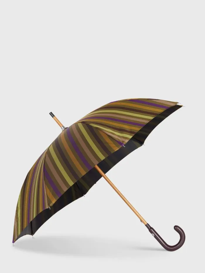 Lifestyle Mens Paul Stuart Regimental Stripe Umbrella Olive