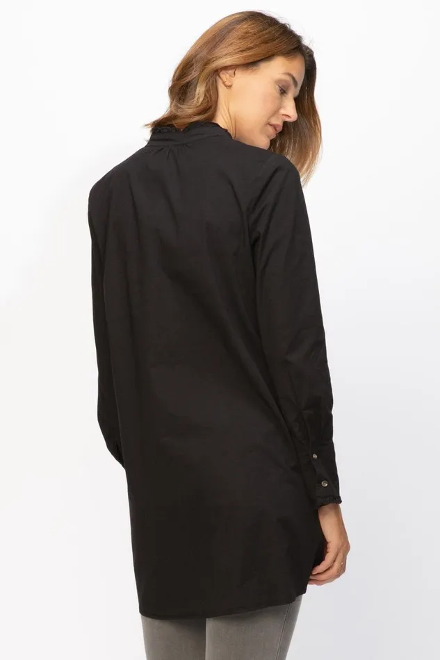 Lina Ruffle ButtonUp Black Clothing XCVI ShirtsBlouses