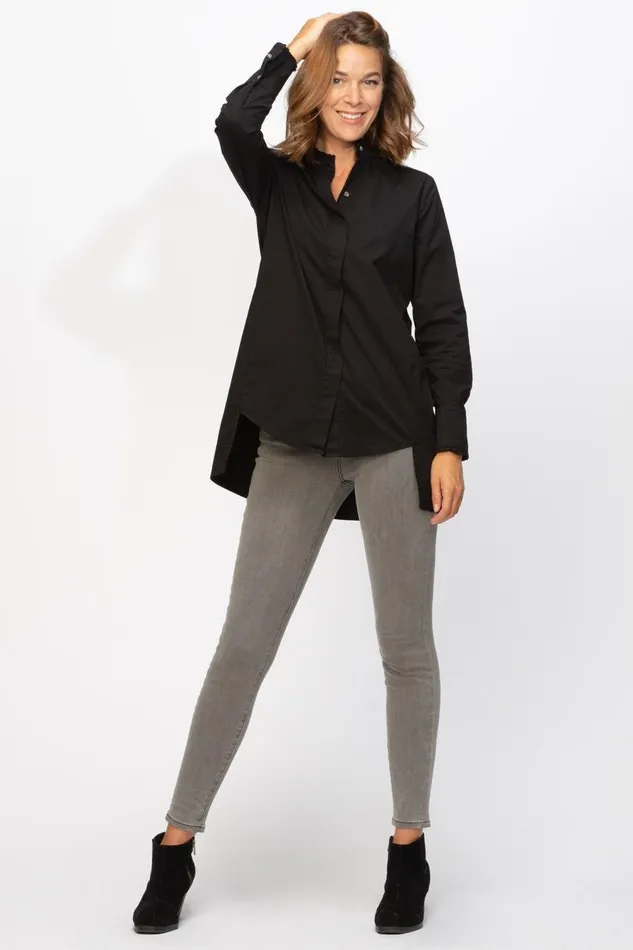 Lina Ruffle ButtonUp Black Clothing XCVI ShirtsBlouses