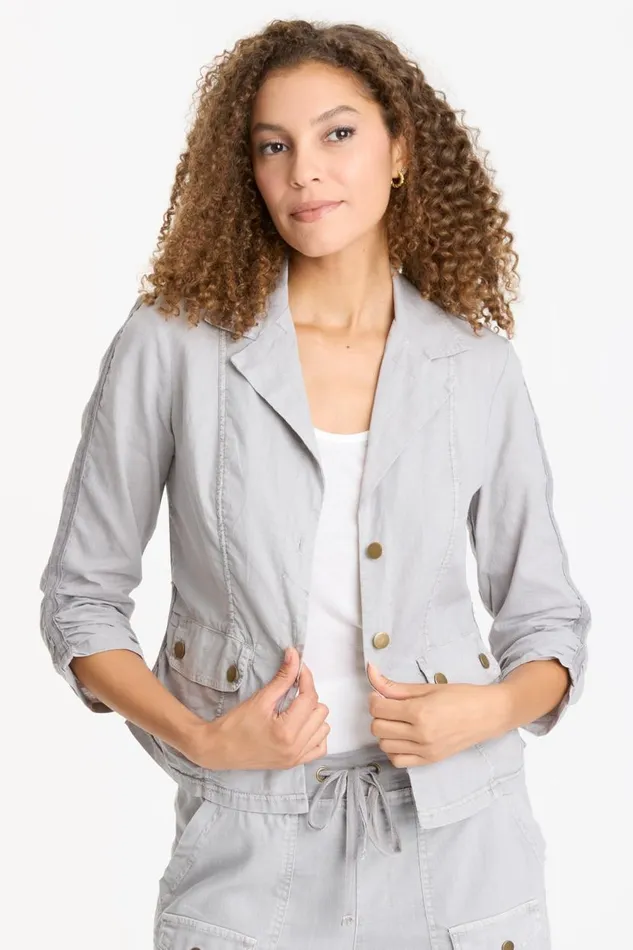 Linen Folksy Jacket Cotton Grey Pigment Clothing XCVI Jackets