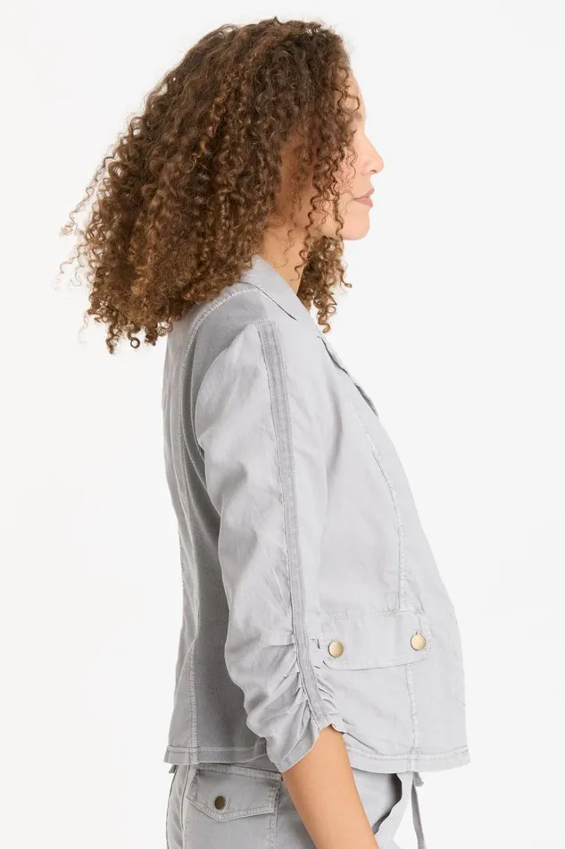 Linen Folksy Jacket Cotton Grey Pigment Clothing XCVI Jackets