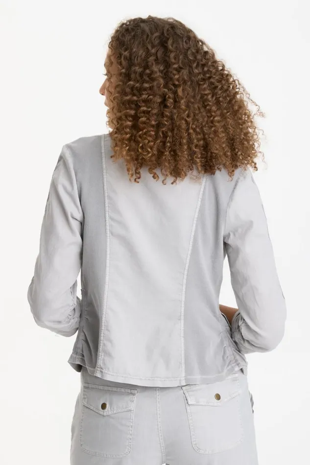 Linen Folksy Jacket Cotton Grey Pigment Clothing XCVI Jackets