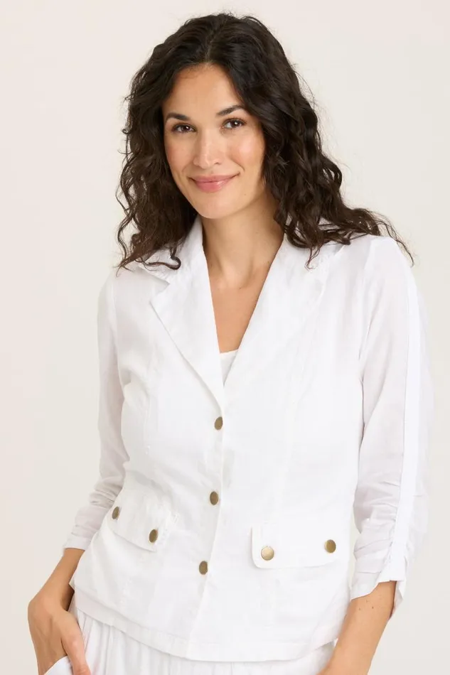 Linen Folksy Jacket White Clothing XCVI Jackets