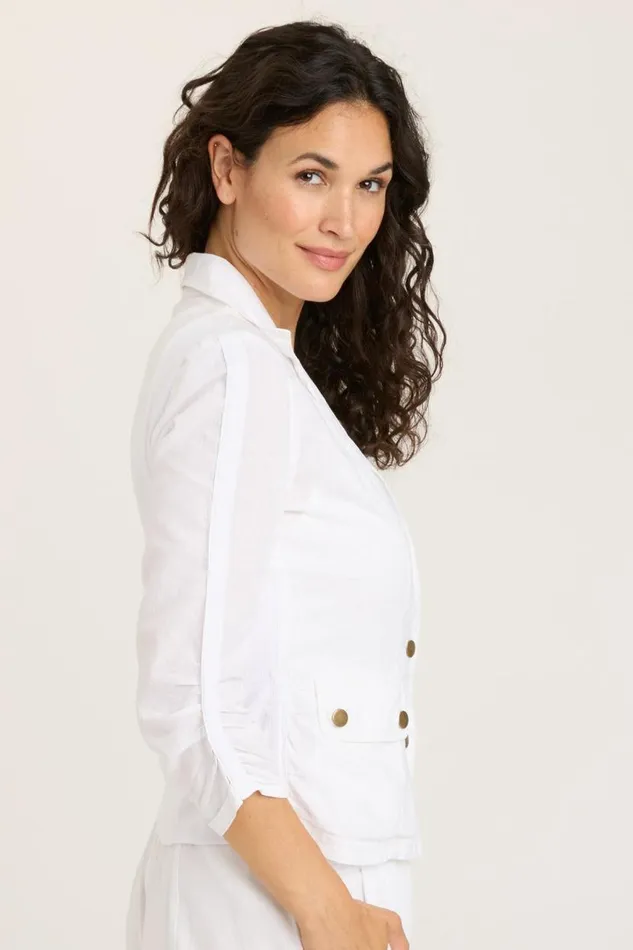 Linen Folksy Jacket White Clothing XCVI Jackets