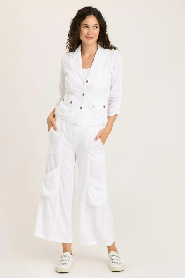 Linen Folksy Jacket White Clothing XCVI Jackets